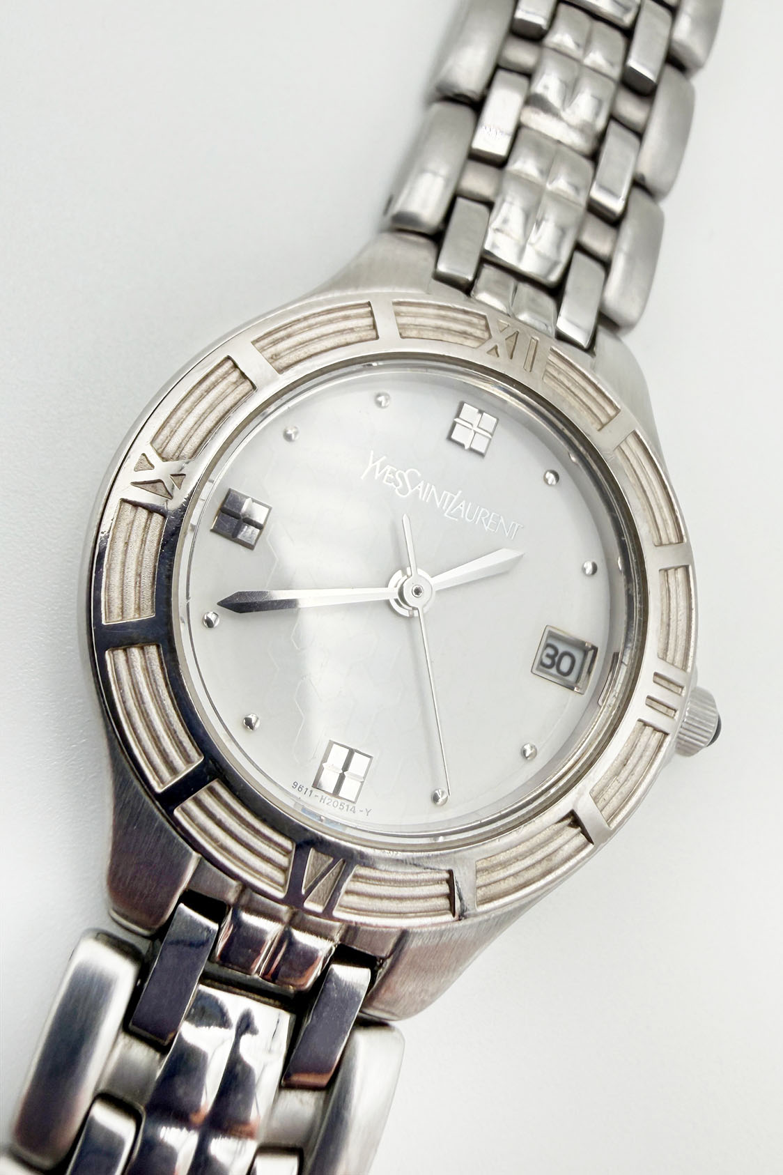 Zegarek YSL srebrna bransoleta 24 mm - obrazek 3