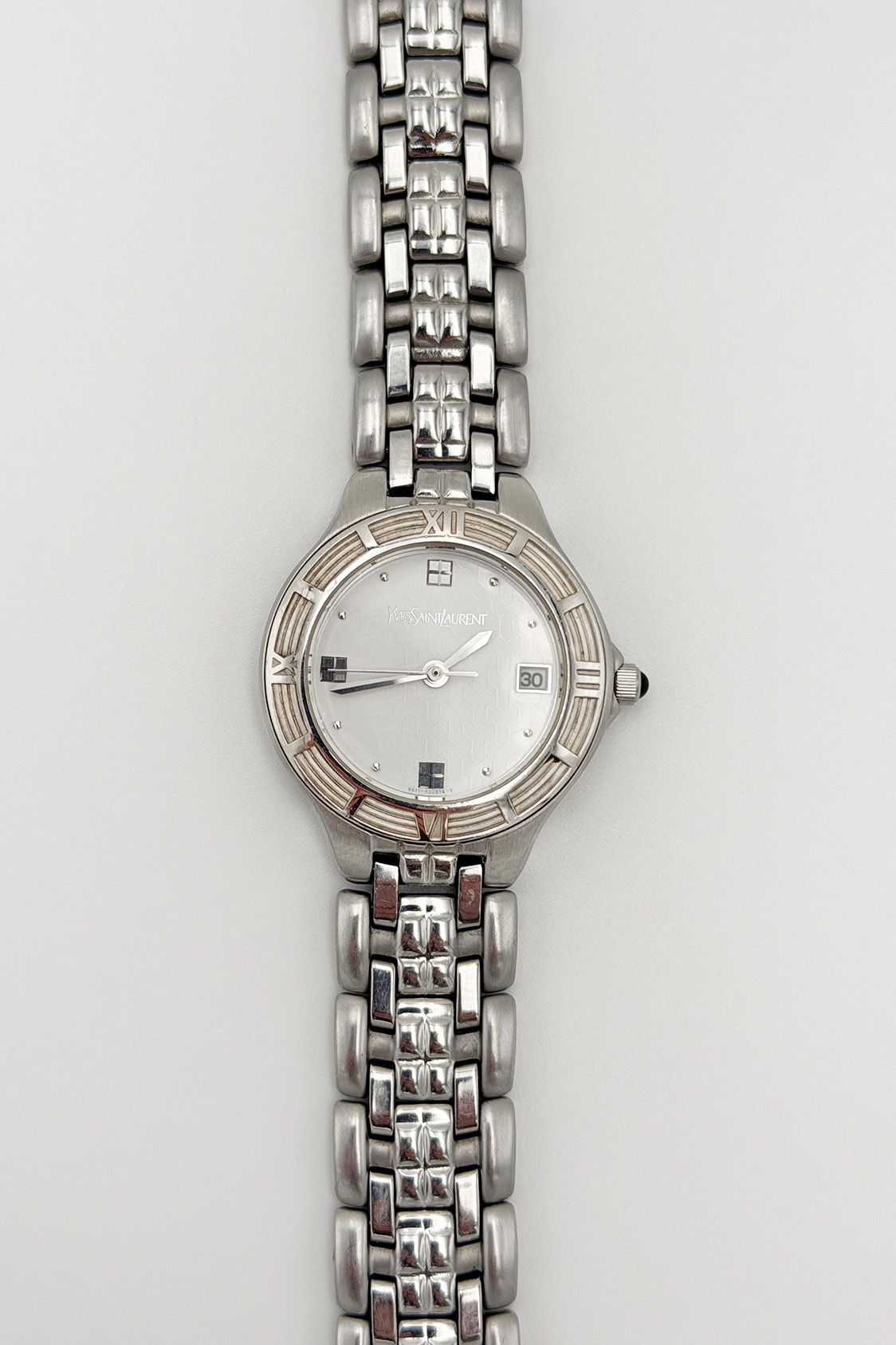 Zegarek YSL srebrna bransoleta 24 mm