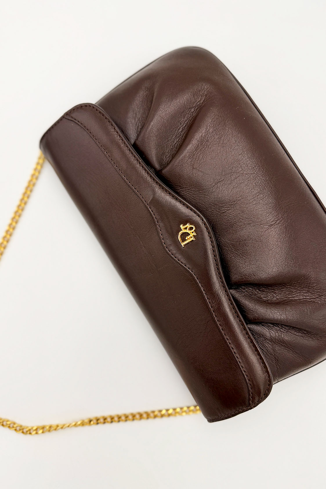 Dior Brown Leather Clutch - obrazek 3