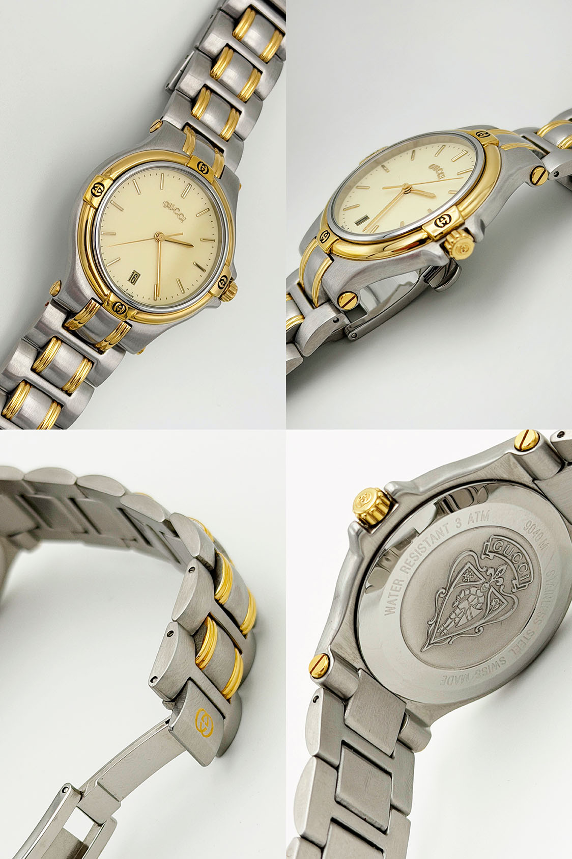 Zegarek Gucci srebrno-złota bransoleta 35 mm - obrazek 4