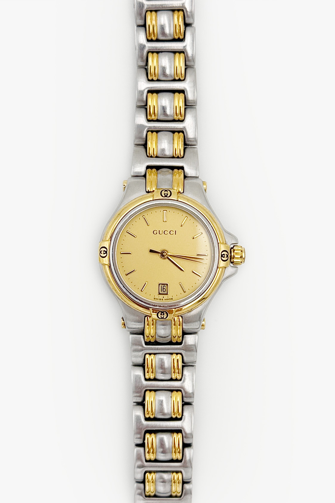 Zegarek Gucci srebrno-złota bransoleta 25 mm